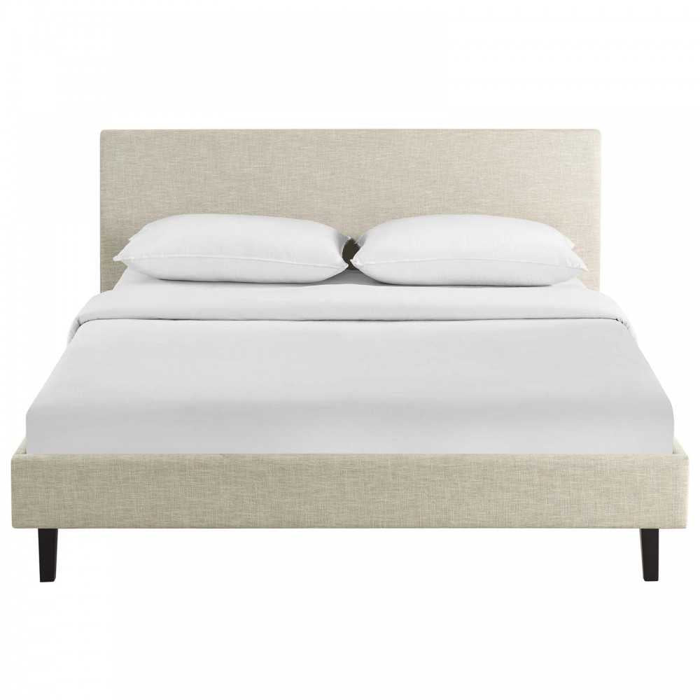 Anya Full Fabric Bed, Beige