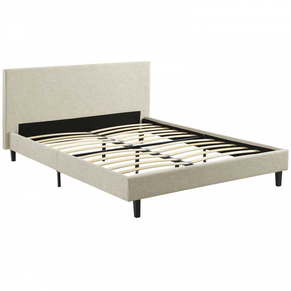 Anya Full Fabric Bed, Beige