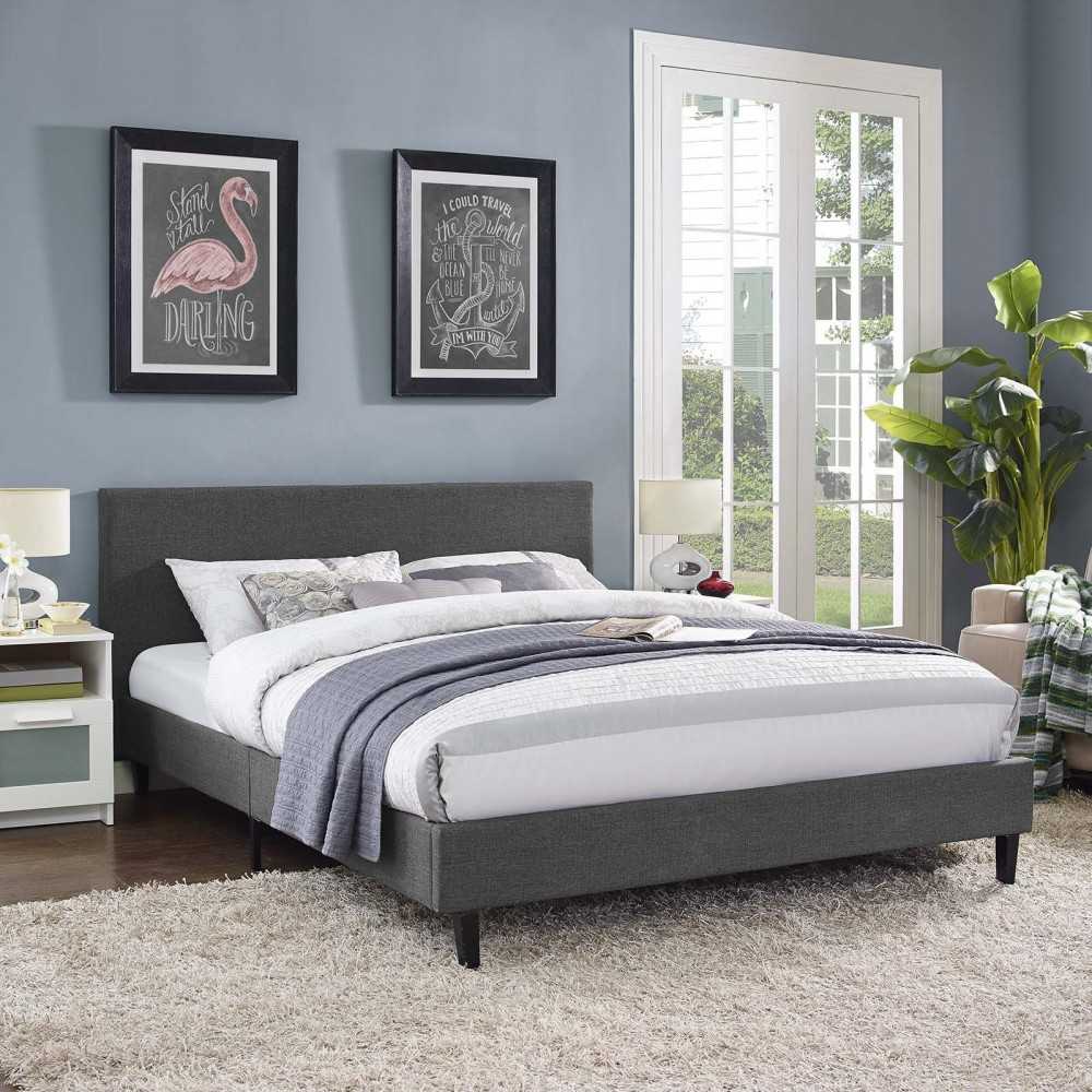 Anya Full Fabric Bed, Gray