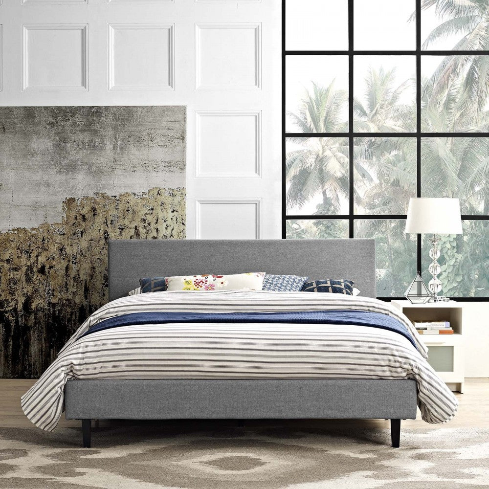 Anya Full Fabric Bed, Light Gray