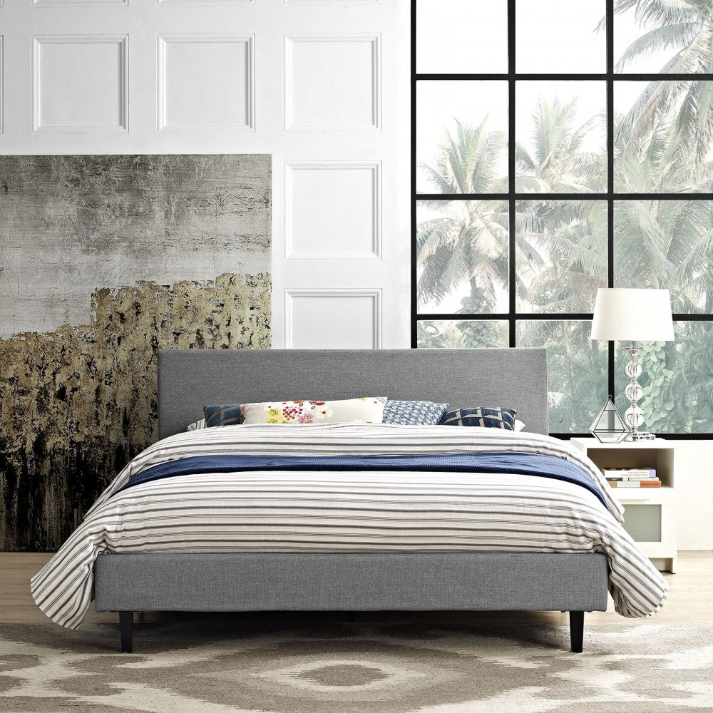 Anya Queen Bed, Light Gray