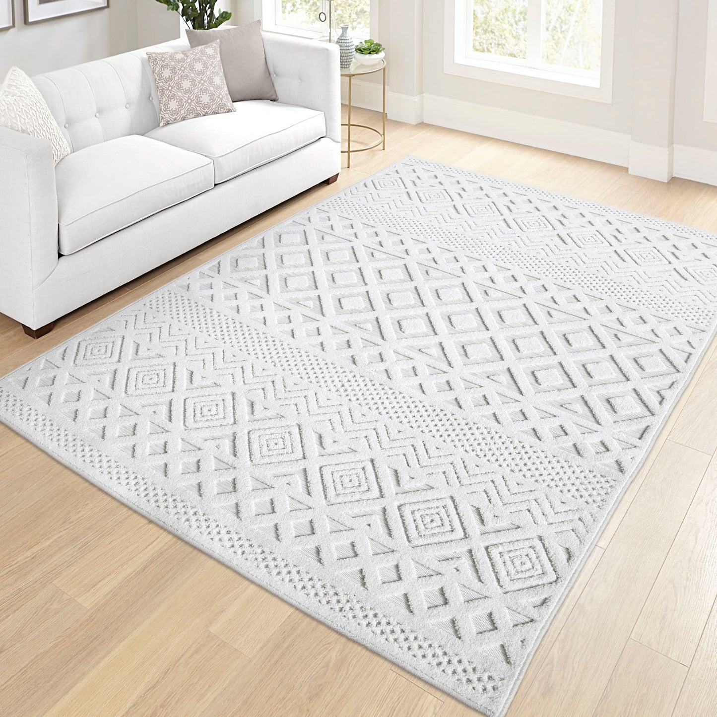 Orian Boucle' Coastal Diamond Natural 46"X65"