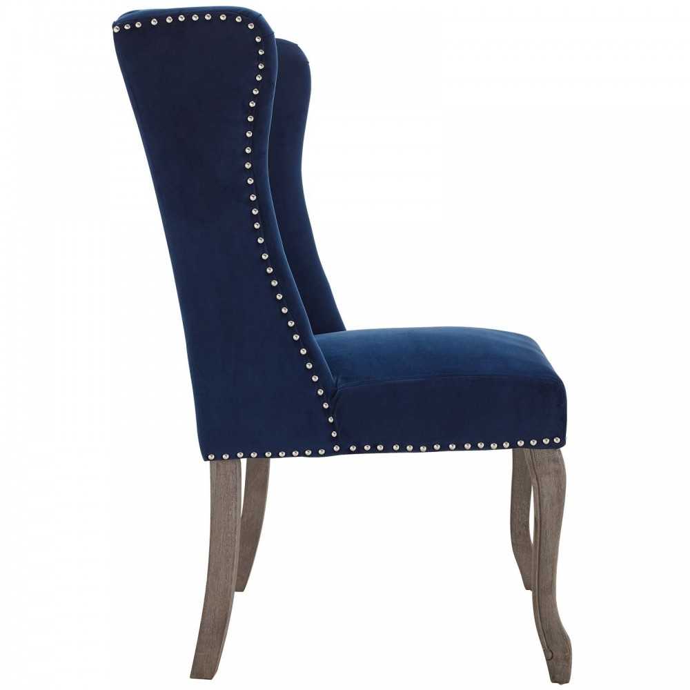 Apprise French Vintage Dining Performance Velvet Side Chair, Navy