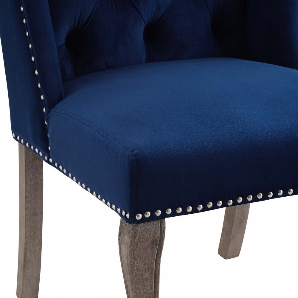 Apprise French Vintage Dining Performance Velvet Side Chair, Navy