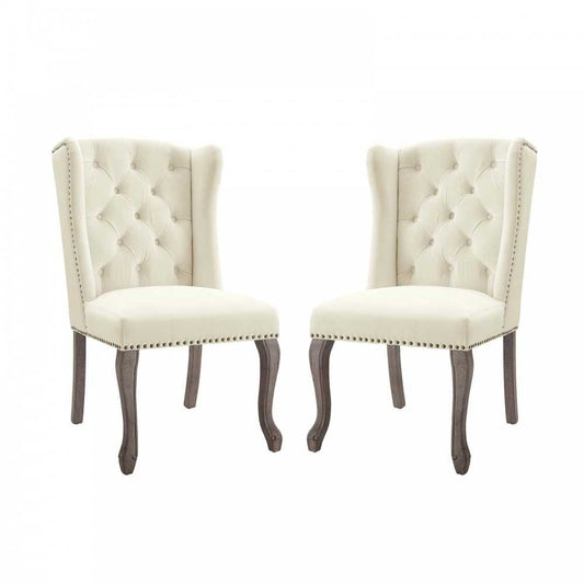 Apprise Side Chair Performance Velvet Set of 2, Ivory