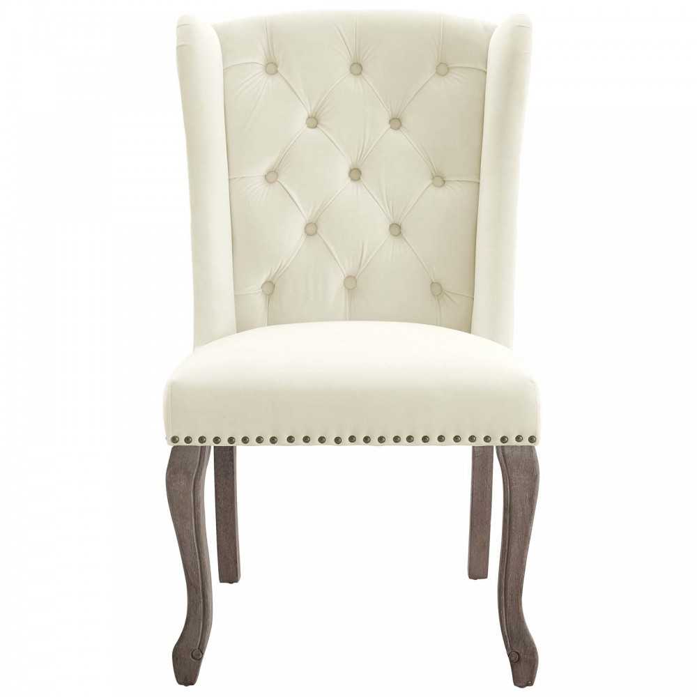 Apprise Side Chair Performance Velvet Set of 2, Ivory