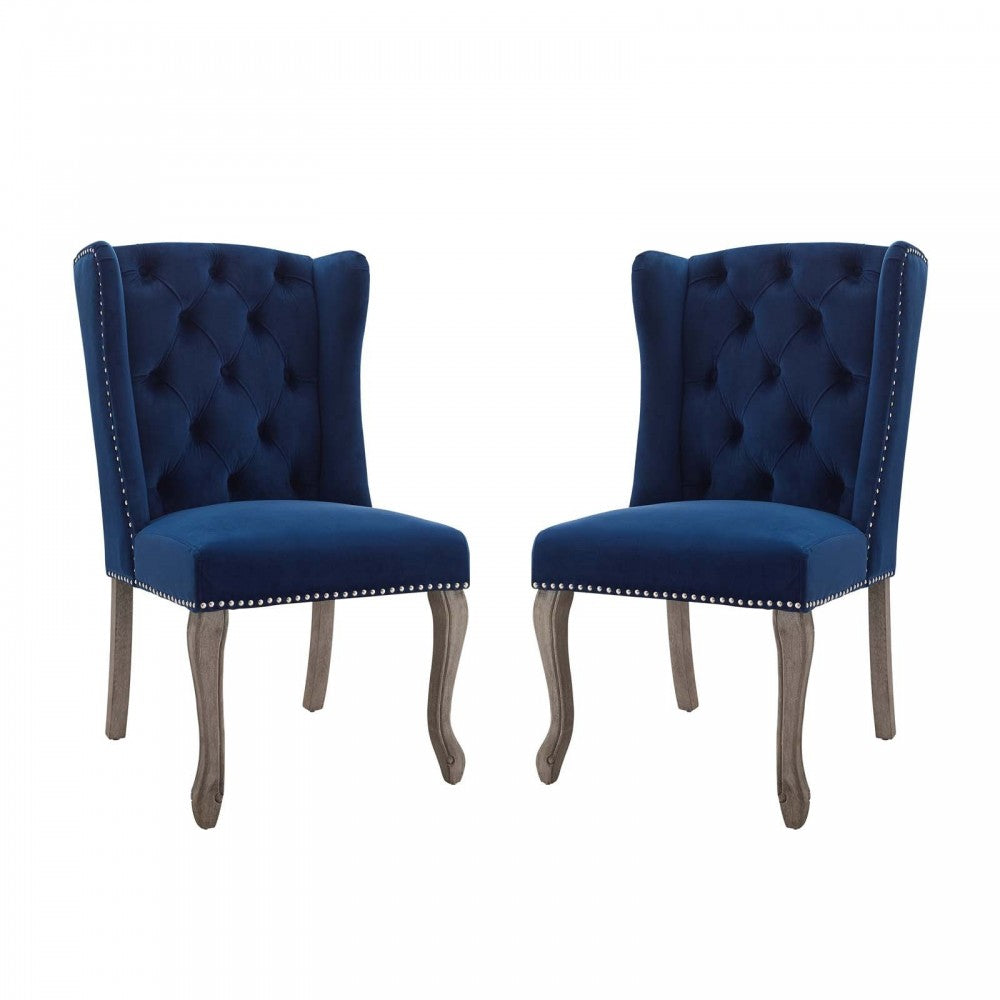 Apprise Side Chair Performance Velvet Set of 2, Navy