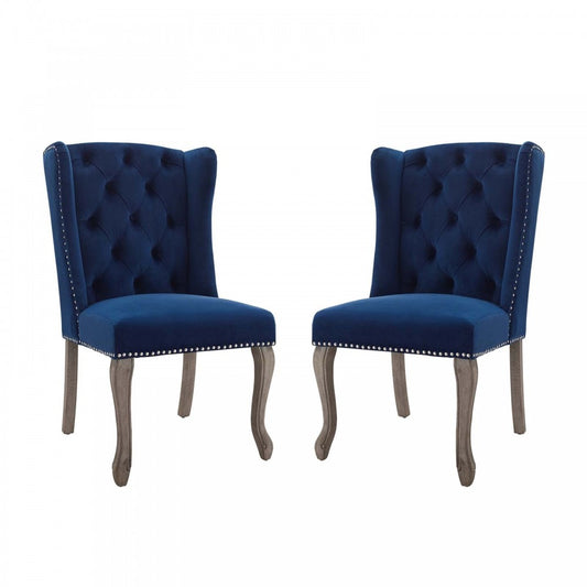 Apprise Side Chair Performance Velvet Set of 2, Navy
