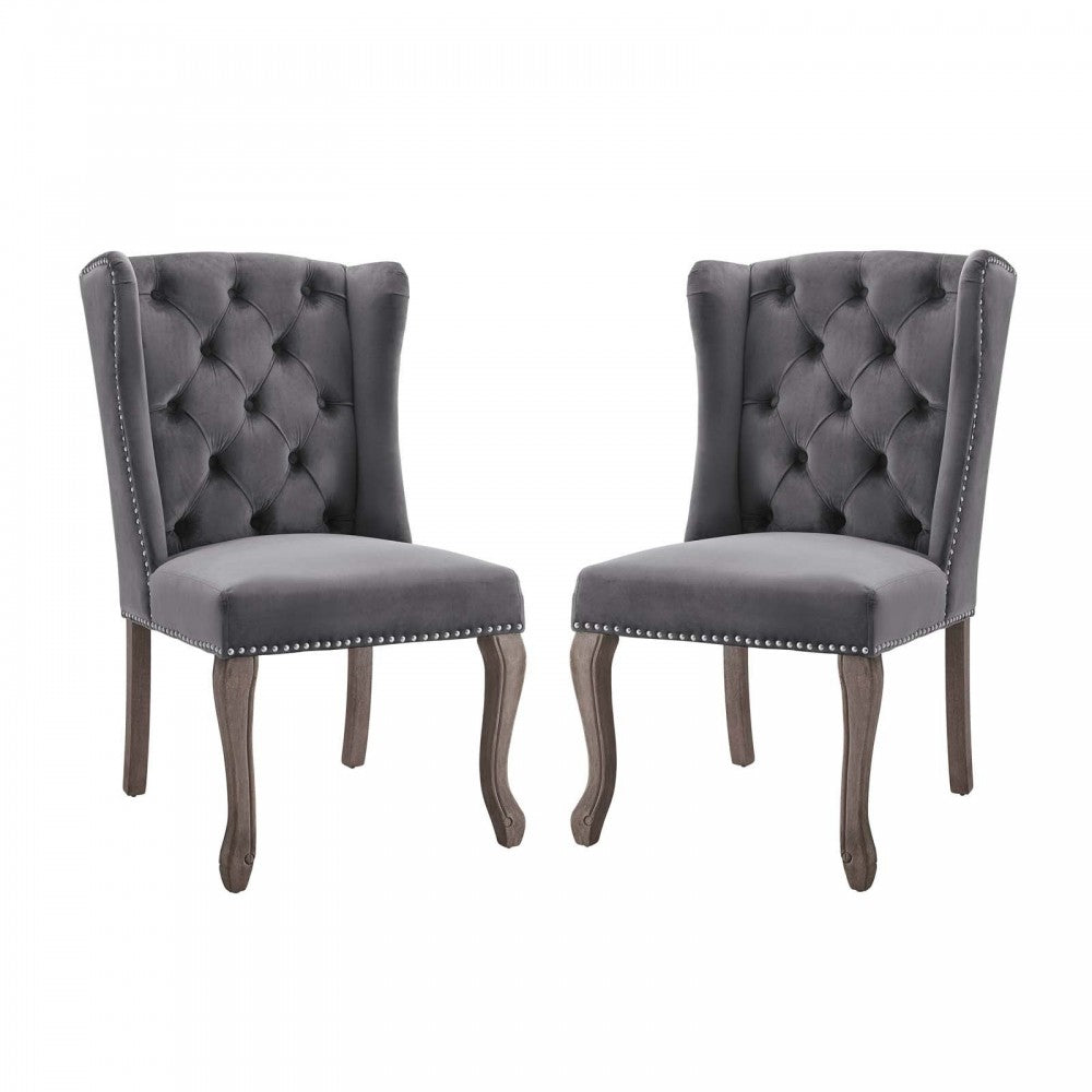 Apprise Side Chair Performance Velvet Set of 2, Gray