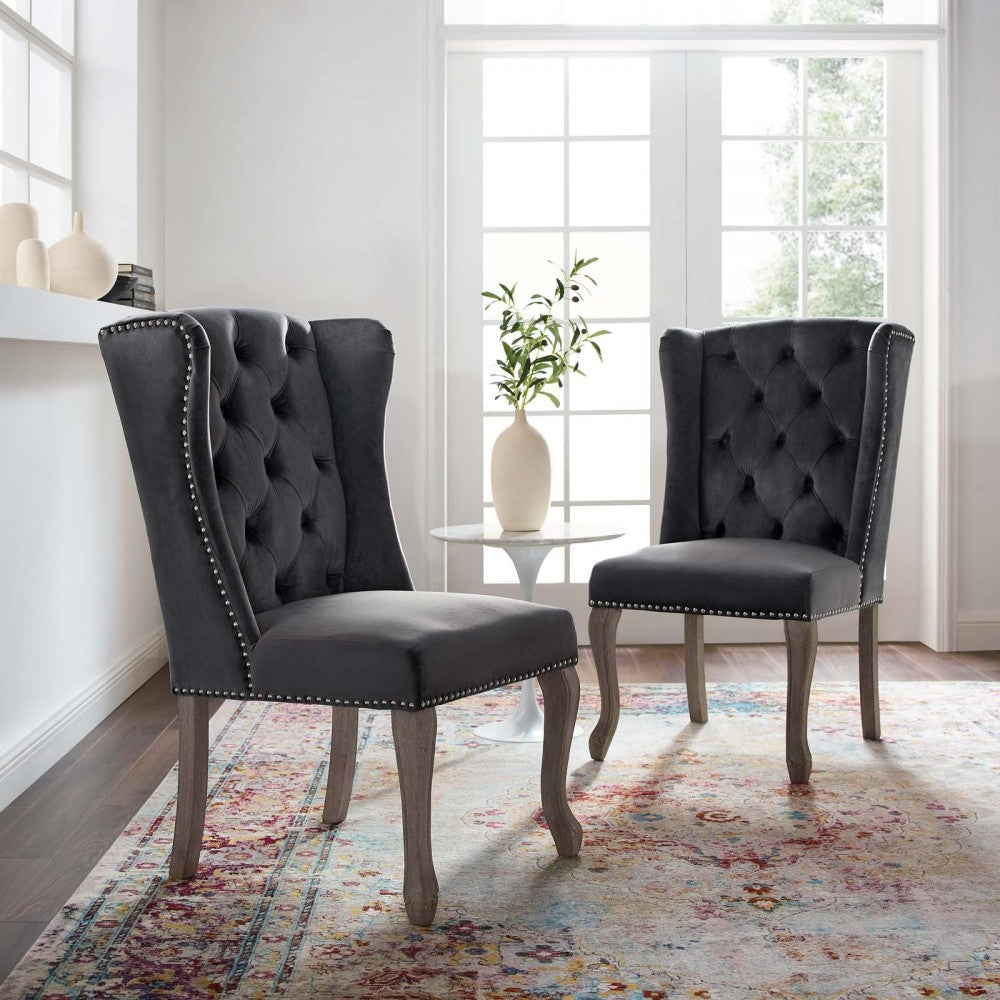 Apprise Side Chair Performance Velvet Set of 2, Gray
