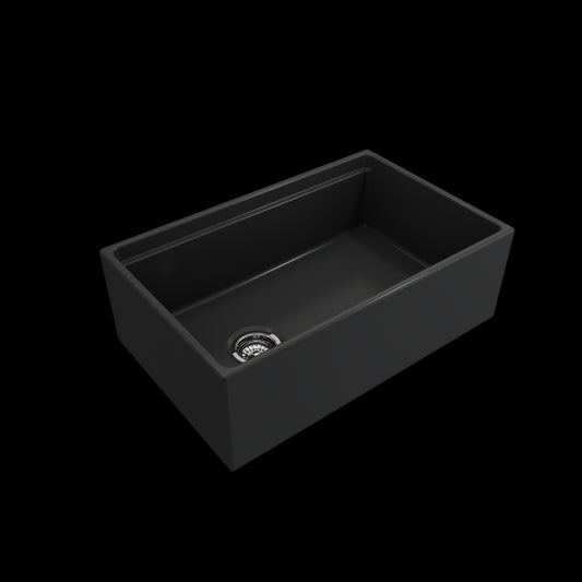 Apron Front Step Rim with Integrated Work Station Fireclay 30 in. Single Bowl Kitchen Sink with Accessories in Matte Dark Gray
