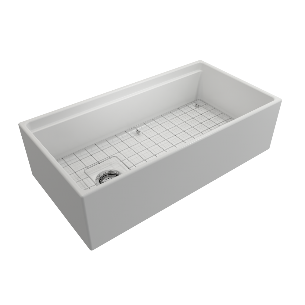 Step Rim Apron Front Step Rim with Integrated Work Station Fireclay 36 in. Sing ...