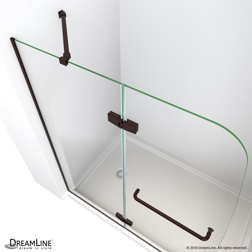 Aqua Ultra 45 in. W x 72 in. H Frameless Hinged Shower Door in Oil Rubbed Bronze