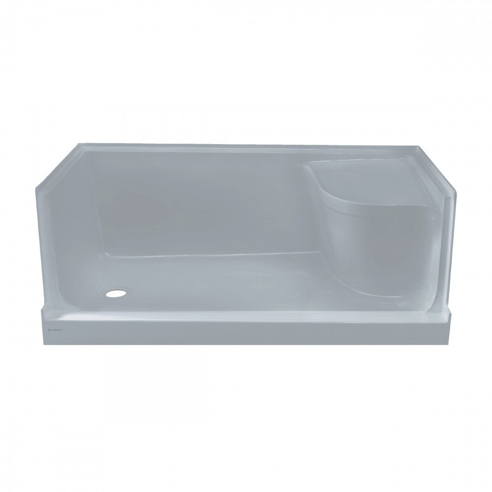 Aquatique 60x32 Single Threshold Shower Base, LH Drain, Right Hand Seat, Grey