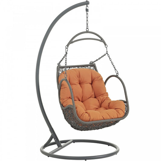 Arbor Outdoor Patio Wood Swing Chair, Orange