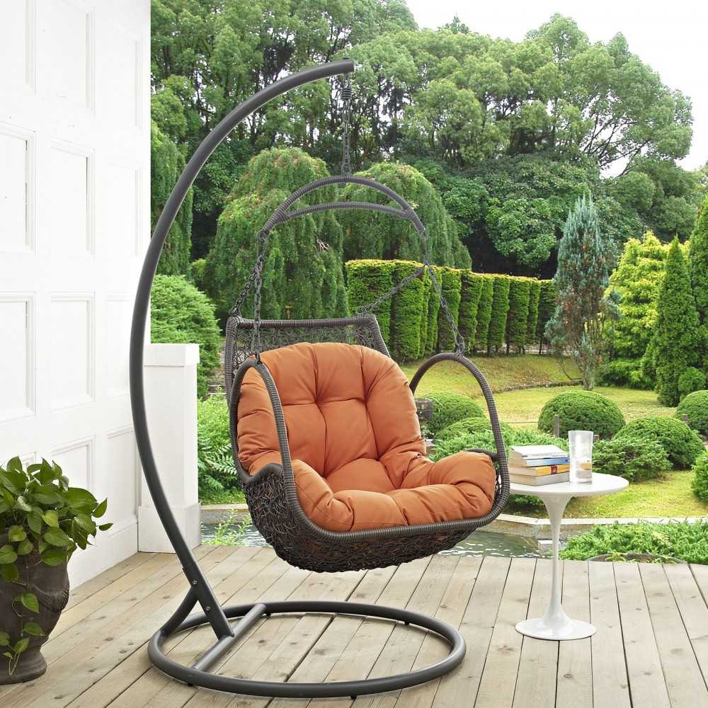 Arbor Outdoor Patio Wood Swing Chair, Orange