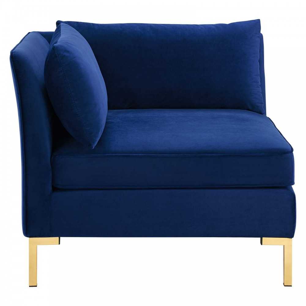 Ardent 4-Piece Performance Velvet Sectional Sofa, Navy