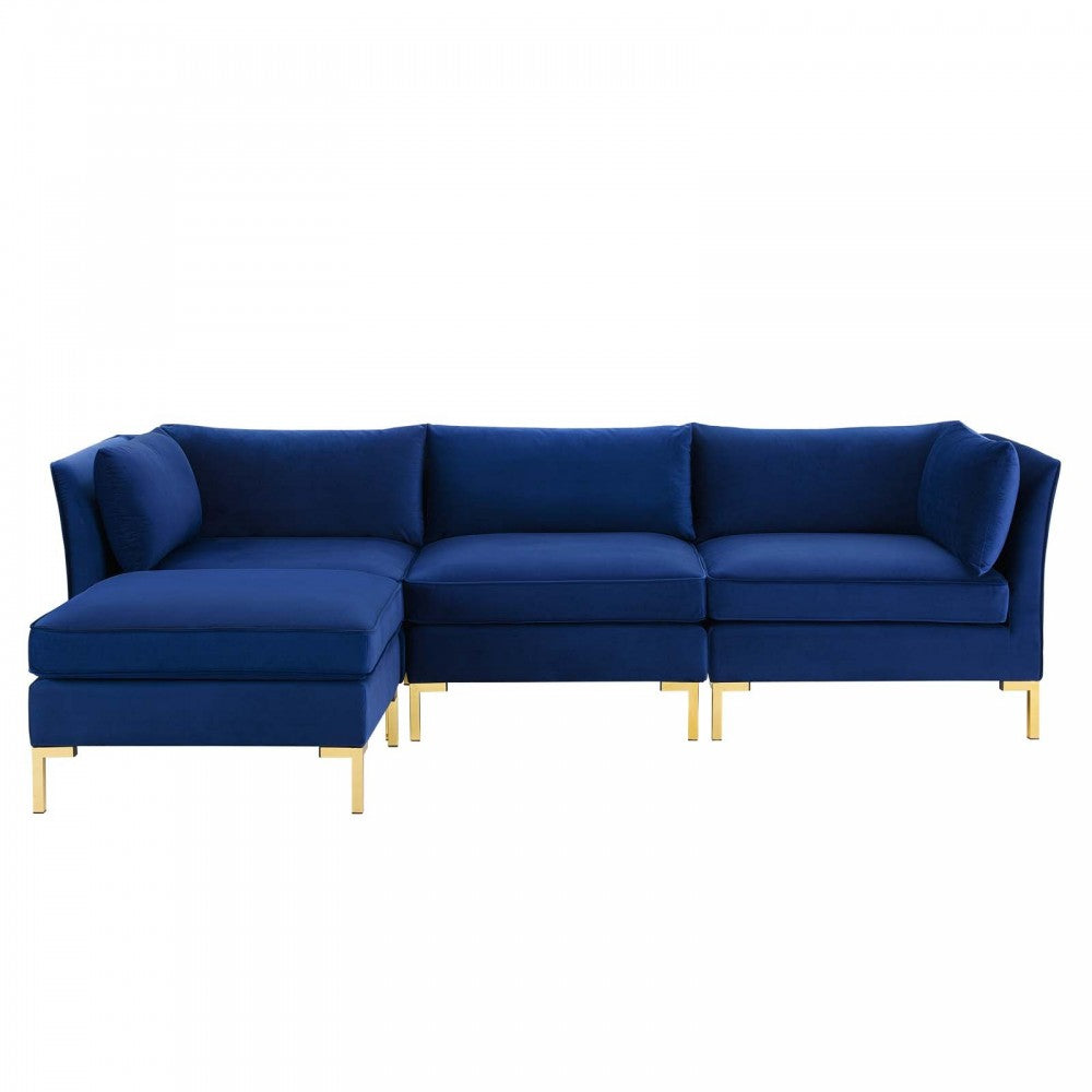 Ardent 4-Piece Performance Velvet Sectional Sofa, Navy