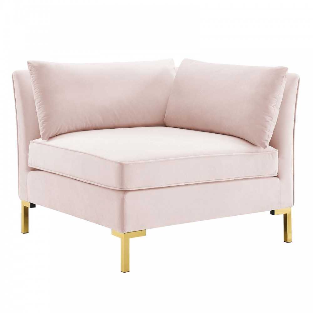 Ardent 4-Piece Performance Velvet Sectional Sofa, Pink