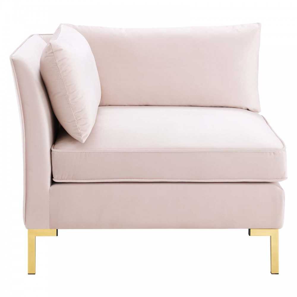 Ardent 4-Piece Performance Velvet Sectional Sofa, Pink