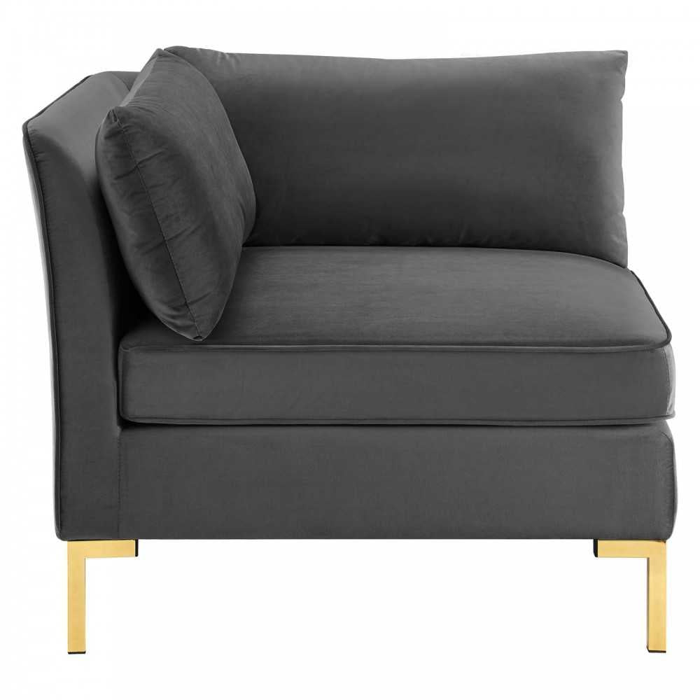 Ardent 4-Piece Performance Velvet Sectional Sofa, Gray