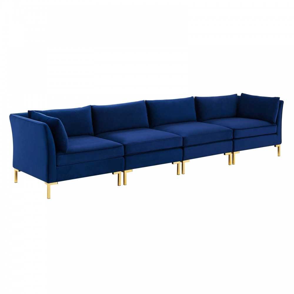 Ardent 4-Seater Performance Velvet Sofa, Navy