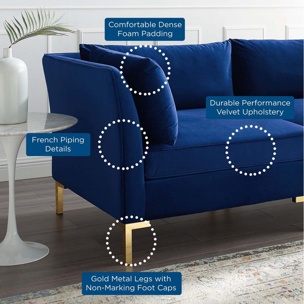Ardent 4-Seater Performance Velvet Sofa, Navy