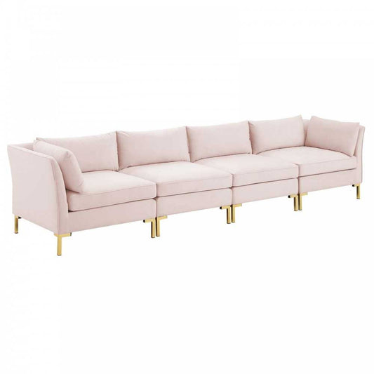 Ardent 4-Seater Performance Velvet Sofa, Pink