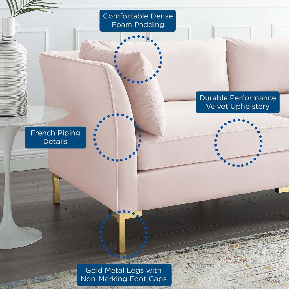 Ardent 4-Seater Performance Velvet Sofa, Pink