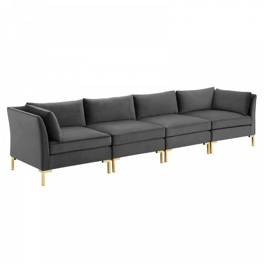 Ardent 4-Seater Performance Velvet Sofa, Gray