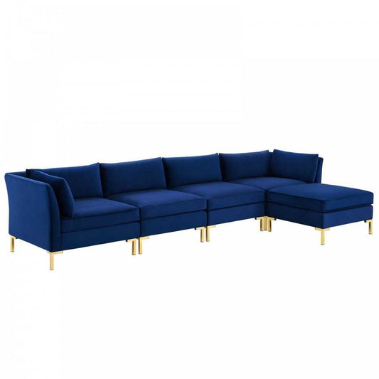 Ardent 5-Piece Performance Velvet Sectional Sofa, Navy, EEI-4273-NAV