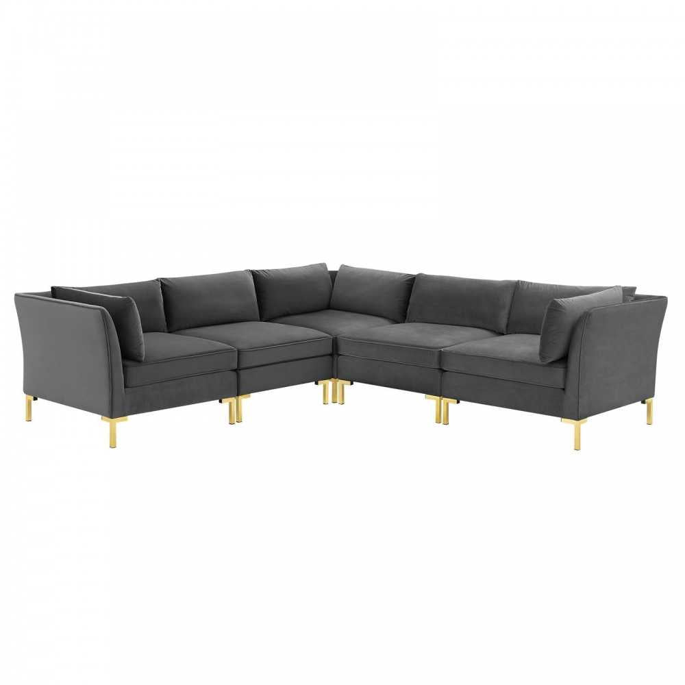 Ardent 5-Piece Performance Velvet Sectional Sofa, Gray, EEI-4275-GRY