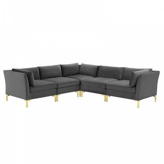 Ardent 5-Piece Performance Velvet Sectional Sofa, Gray, EEI-4275-GRY