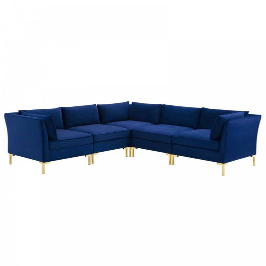 Ardent 5-Piece Performance Velvet Sectional Sofa, Navy, EEI-4275-NAV