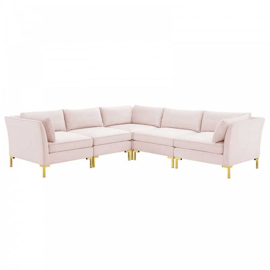 Ardent 5-Piece Performance Velvet Sectional Sofa, Pink, EEI-4275-PNK