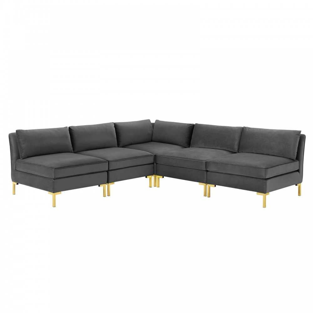 Ardent 5-Piece Performance Velvet Sectional Sofa, Gray, EEI-4276-GRY