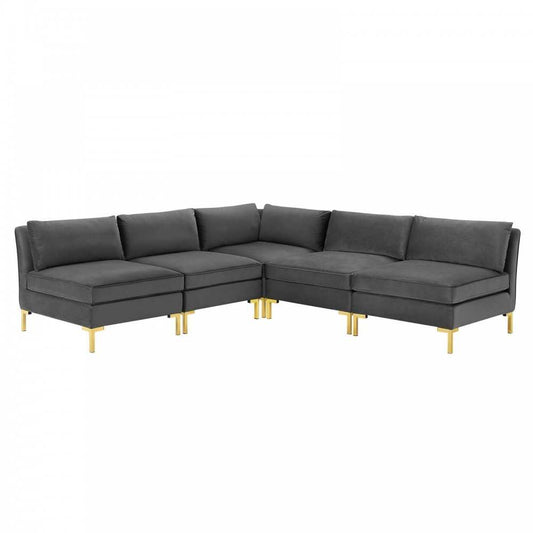 Ardent 5-Piece Performance Velvet Sectional Sofa, Gray, EEI-4276-GRY
