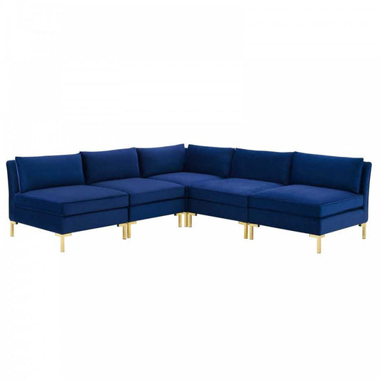 Ardent 5-Piece Performance Velvet Sectional Sofa, Navy, EEI-4276-NAV