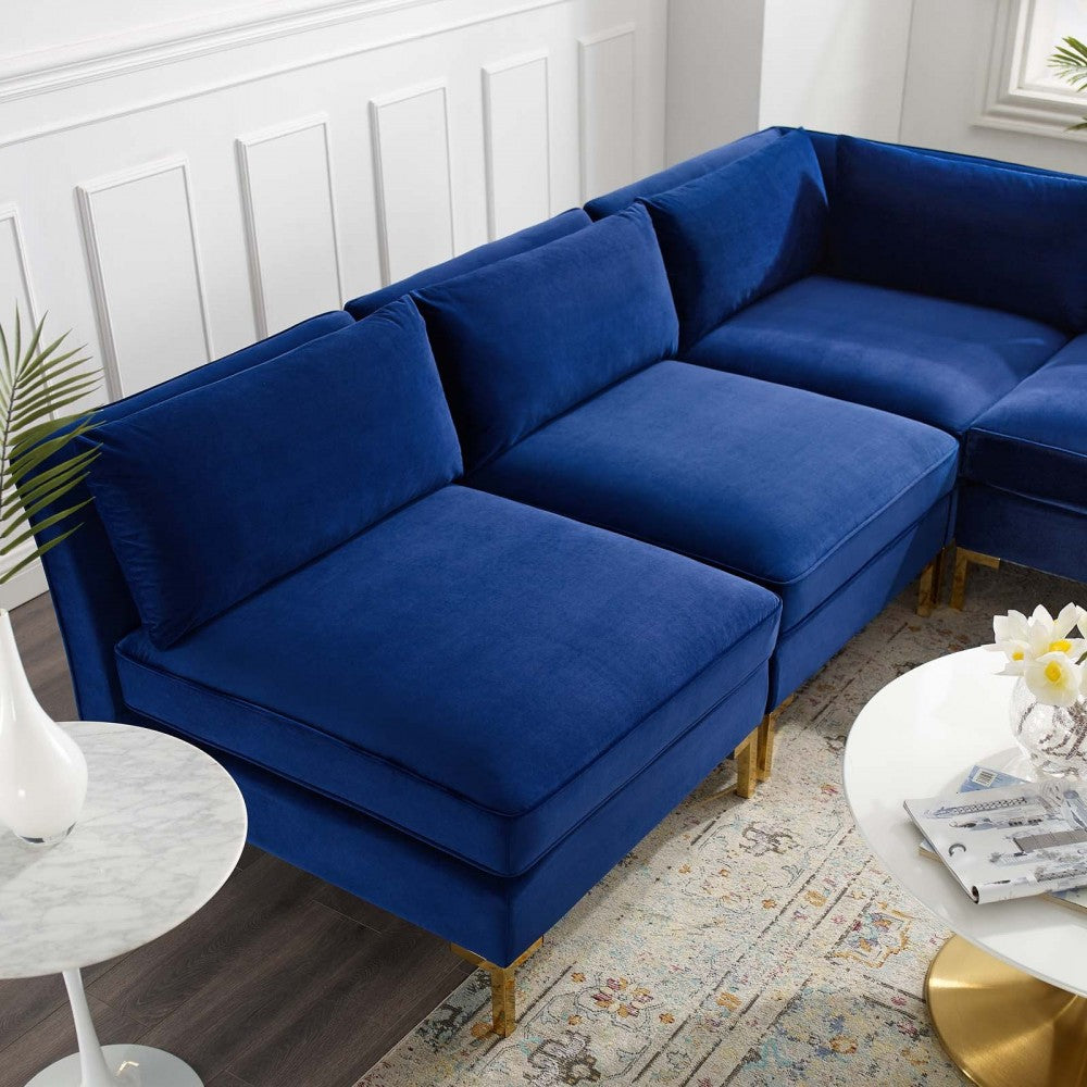 Ardent 5-Piece Performance Velvet Sectional Sofa, Navy, EEI-4276-NAV