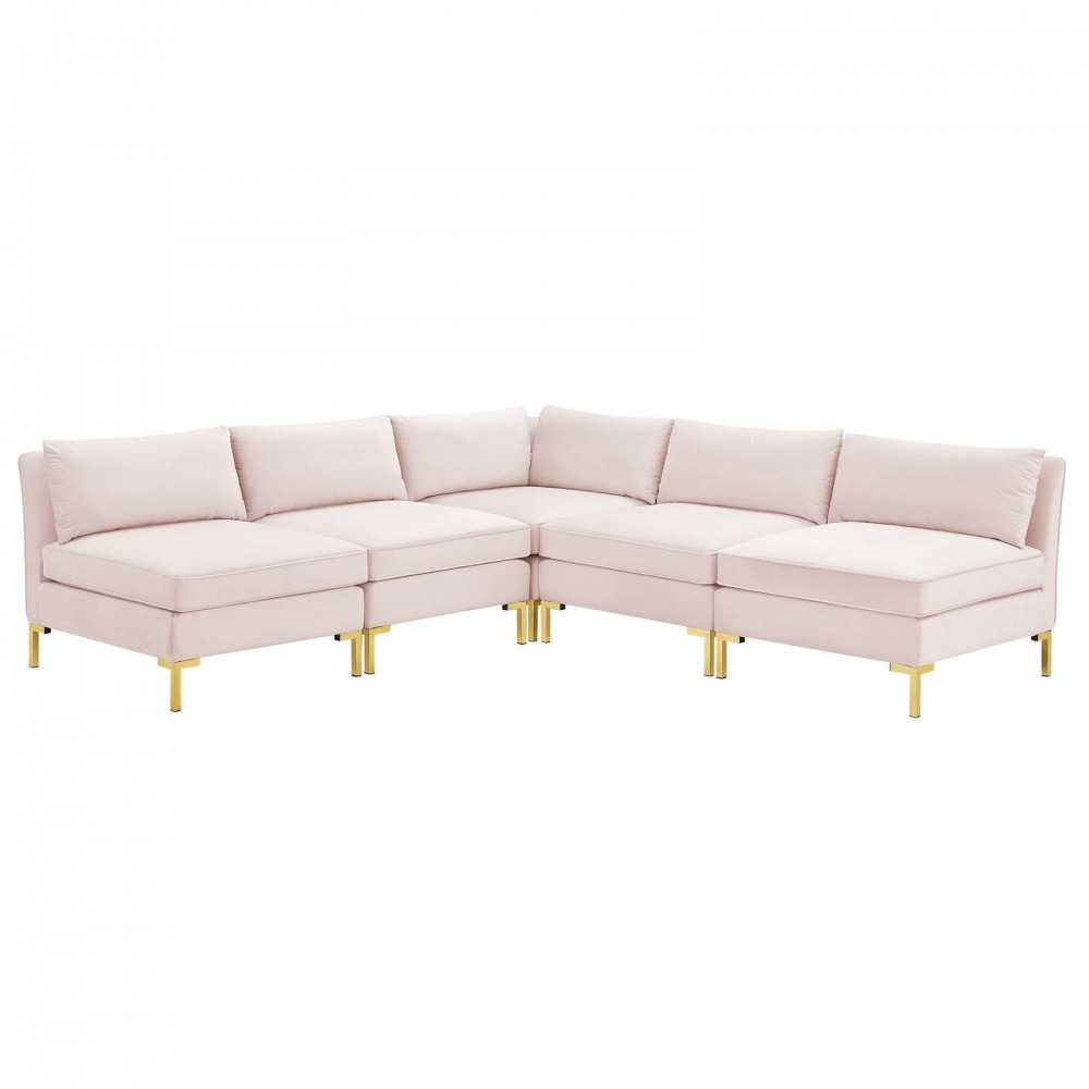 Ardent 5-Piece Performance Velvet Sectional Sofa, Pink, EEI-4276-PNK