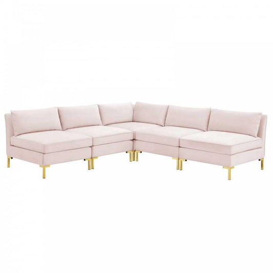 Ardent 5-Piece Performance Velvet Sectional Sofa, Pink, EEI-4276-PNK