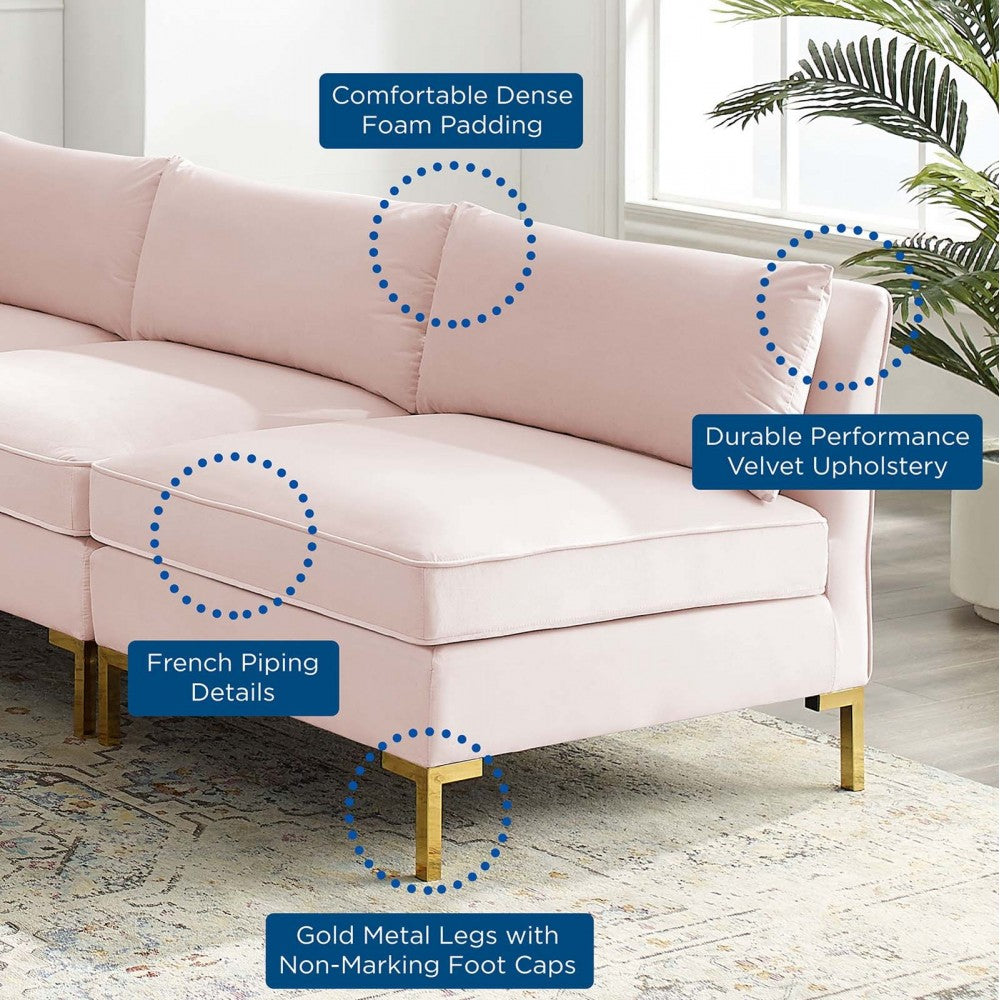 Ardent 5-Piece Performance Velvet Sectional Sofa, Pink, EEI-4276-PNK