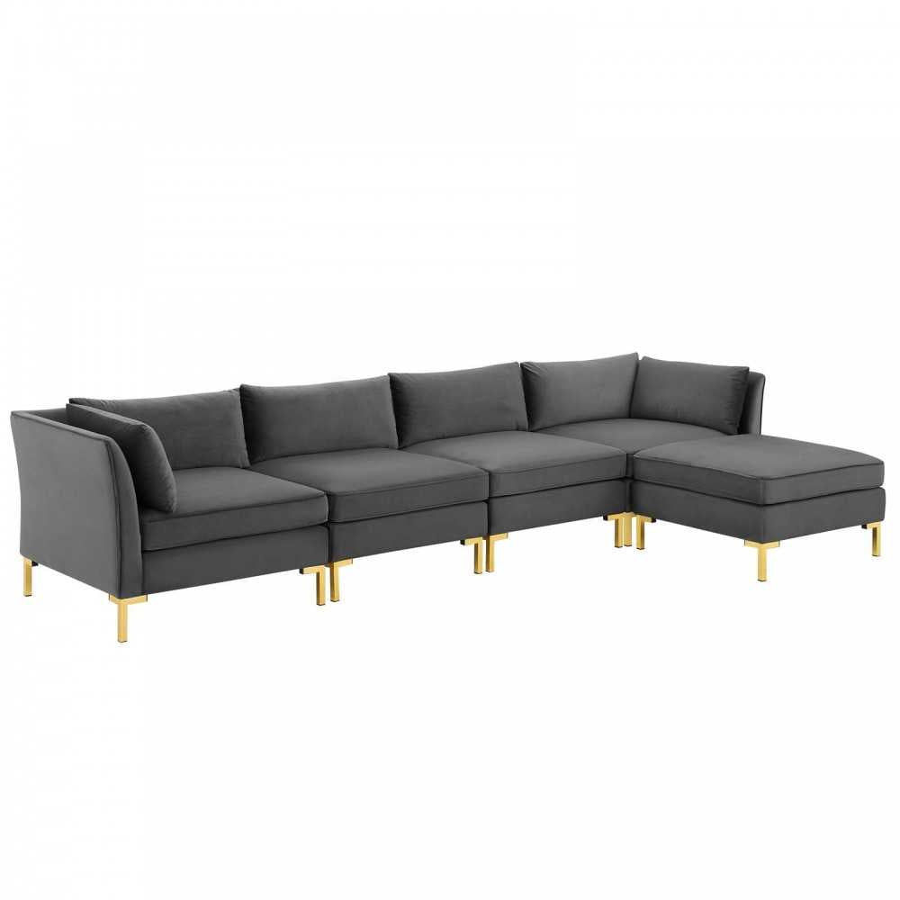 Ardent 5-Piece Performance Velvet Sectional Sofa, Gray, EEI-4273-GRY