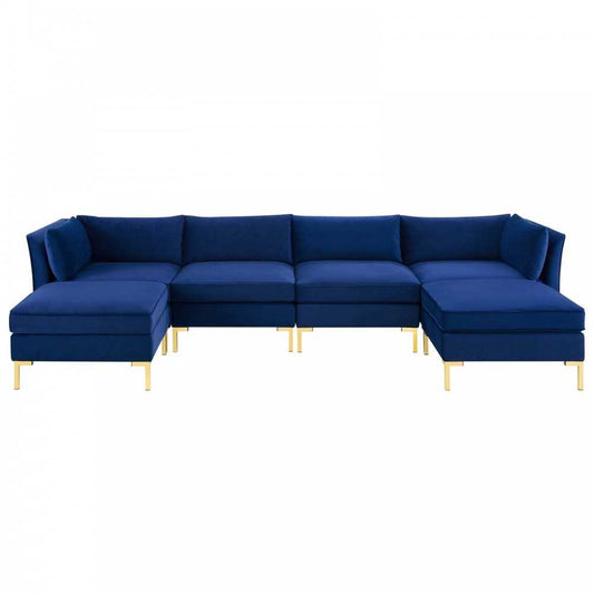 Ardent 6-Piece Performance Velvet Sectional Sofa, Navy, EEI-4272-NAV