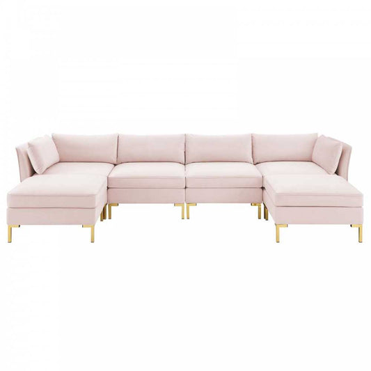 Ardent 6-Piece Performance Velvet Sectional Sofa, Pink, EEI-4272-PNK