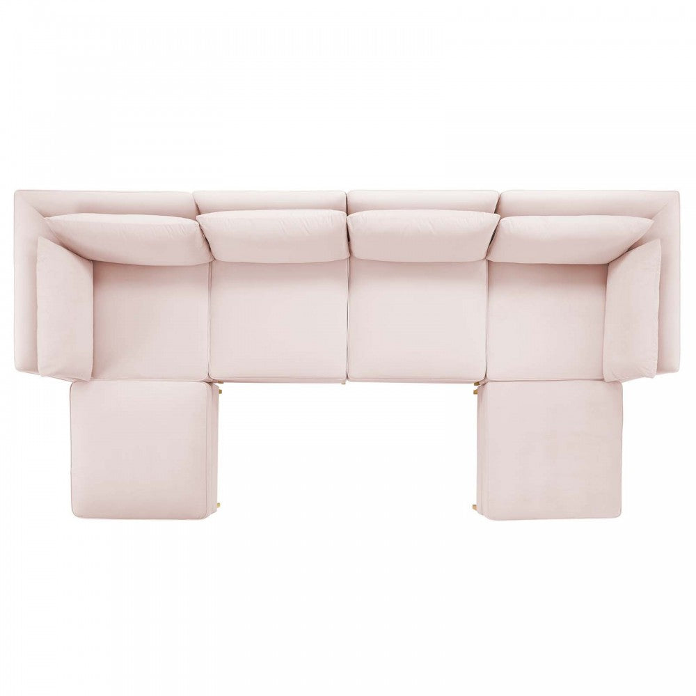 Ardent 6-Piece Performance Velvet Sectional Sofa, Pink, EEI-4272-PNK