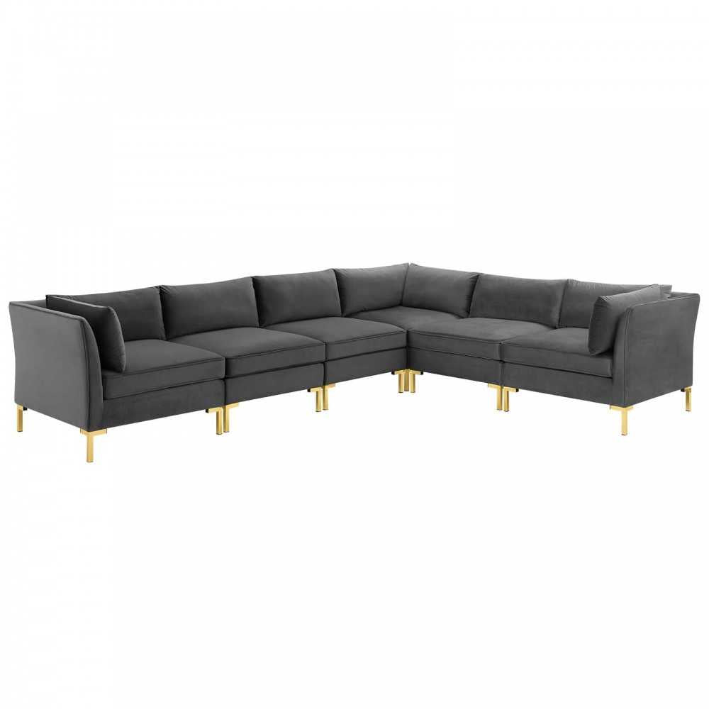 Ardent 6-Piece Performance Velvet Sectional Sofa, Gray, EEI-4277-GRY