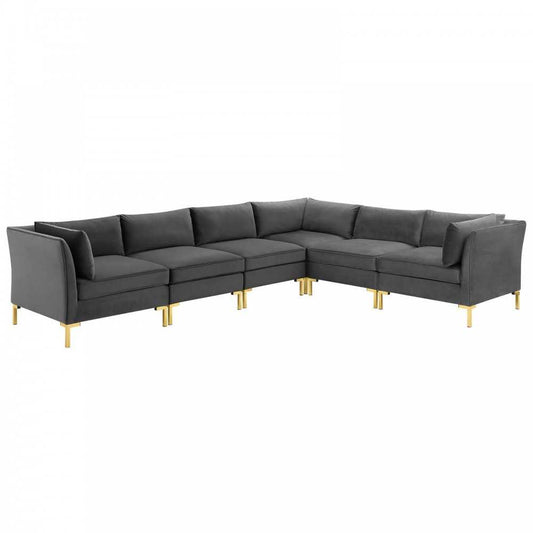 Ardent 6-Piece Performance Velvet Sectional Sofa, Gray, EEI-4277-GRY