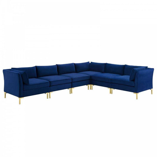 Ardent 6-Piece Performance Velvet Sectional Sofa, Navy, EEI-4277-NAV