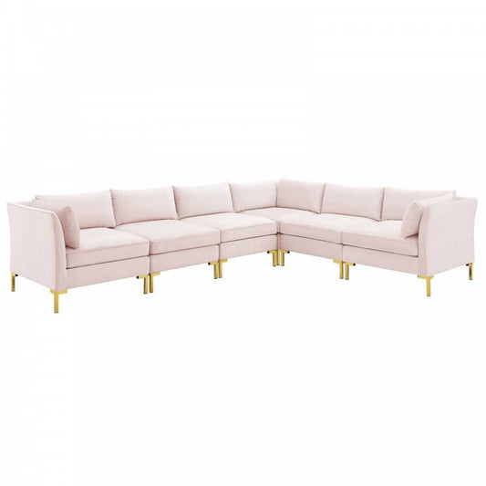 Ardent 6-Piece Performance Velvet Sectional Sofa, Pink, EEI-4277-PNK